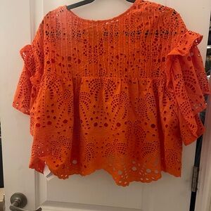 NWT Farm Rio orange cotton top size L